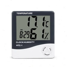 Digital Thermometer Humidity Meter Room Temperature Indoor LCD Hygrometer Clock