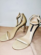 Stuart Weitzman Nudistsong nude leather stiletto sandals. Size 7.5