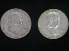 1951-D & 1962-D Franklin Silver Halves Low VF/XF Condition - 1oz Of 90% Silver