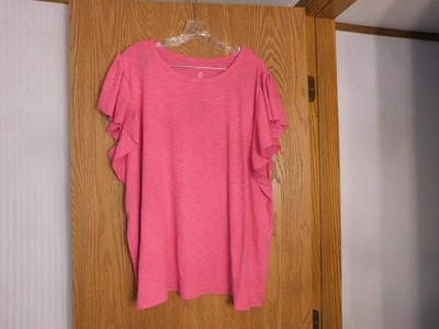 SONOMA  Pink Pullover Knit Shirt Flutter Sleeve Size 3XL