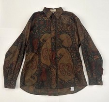 Valentino Uomo Bohemian Men's Paisley Brown Green Dress Shirt Size 15.5 / 39