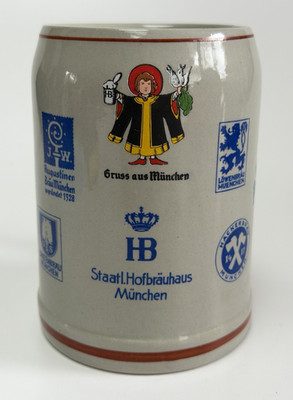 Staatl. Hofbräuhaus München Beer Mug 0.5L Munich Breweries Gray Ceramic  ~ NEW 