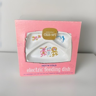 Vtg Hankscraft Hot N Cold Electric Feeding Dish Divided Rabbit Sheep Lion NEW