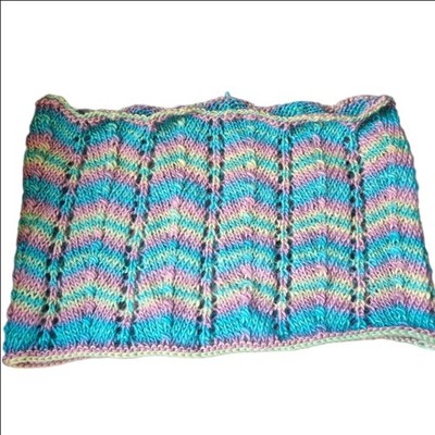 Multicolor Hand Knit Chevron Pattern Scarf