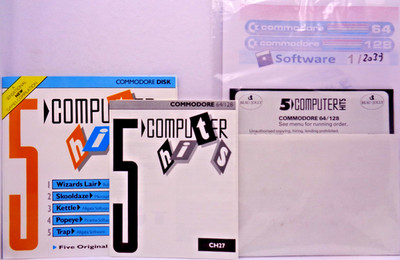 COMMODORE 64/128 -- 5 COMPUTER HITS (BEAU JOLLY - DISK)