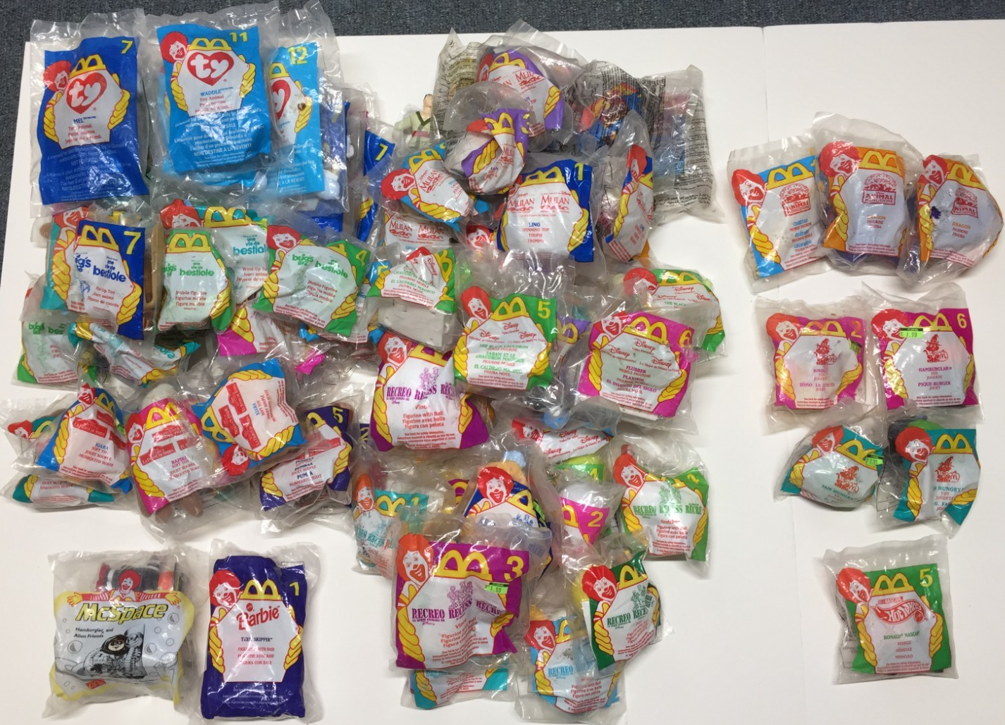 McDonald's Happy Meal Toys (1998) Lot of 79 Packaged - TY, Bugs Life, Mulan, etc