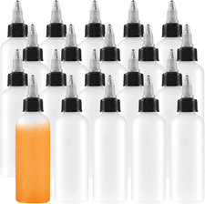 20 Pack 4oz Boston Squeeze Bottles,Clear Dispensing Bottles with Twist Top Cap,P