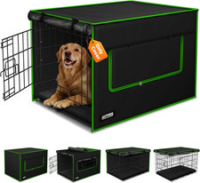 Ventilated Dog Crate Cover, Double Windows Top Breathable Mesh.