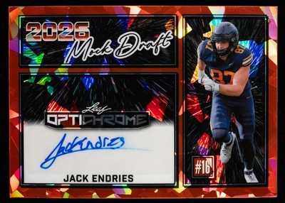 Jack Endries Auto 2/4 2025 Leaf Optichrome Football Mock Draft