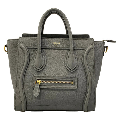 CELINE Luggage Nano Shopper Gray Drummed calfskin Handbag
