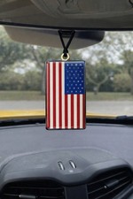 Usa Flag Car Hanging Ornament Rearview Mirror Decor Wooden Handmade