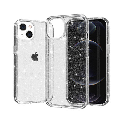 For iPhone 8 Plus/7 Plus Case Glitter Thick Translucent Hybrid + Tempered Glass