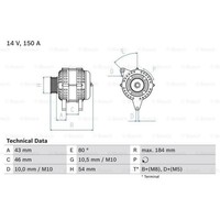 Bosch Generator Lichtmaschine 150A 14V FüR Peugeot 607 CitroëN Evasion Jumpy