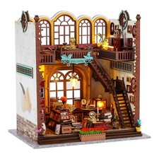 DIY Book Nook Miniature House Kit Wooden Dollhouse with LED Bookstore Scene