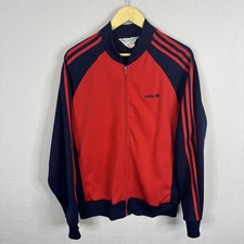 70s  80s Adidas Taiwan Trefoil Track Jacket L Fits M Rare Collector Navy Blue Red