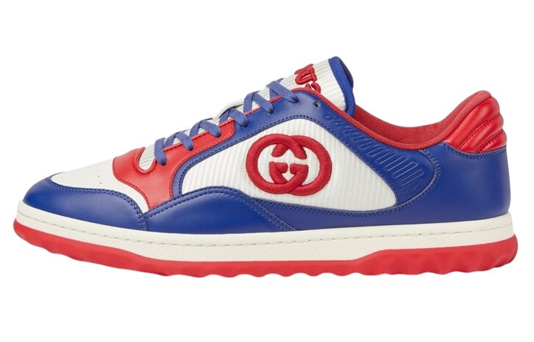 Authentic Men's Gucci Blue Red White Leather MAC80 Sneakers 773959