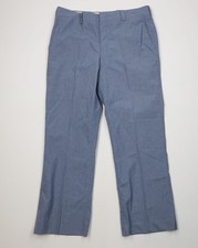Vtg 60s 70s Streetwear Mens 36x29 Wool Blend Knit Chambray Wide Leg Pants USA