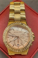 Michael Kors Dylan Rose Gold Tone Chronograph Watch Gem Bezel MK5412 New Battery