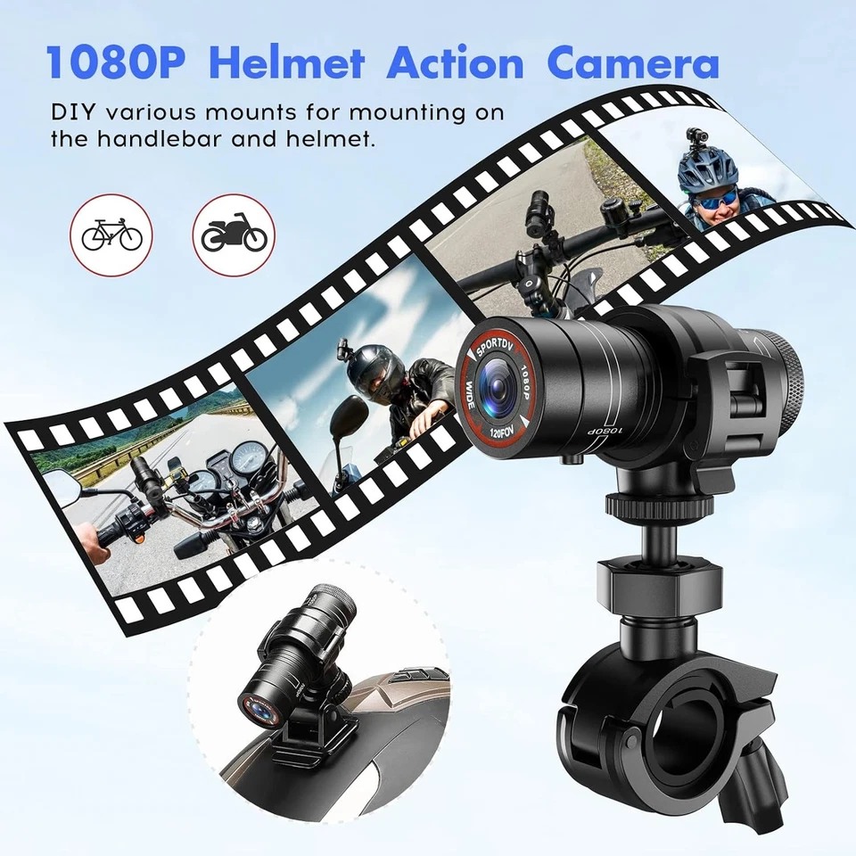 Motorcycle Helmet Kamera 1080P HD Sport Action Cam Fahrrad Wasserdicht Camcorder - Bild 4 von 4