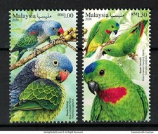 MALASIA 2026 AVES LORO COMP. JUEGO DE 2 SELLOS EN PERFECTO ESTADO MNH SIN USAR