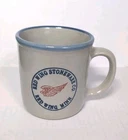 Vintage Red Wing Pottery Stoneware Mug Blue Rim Minnesota Wing Logo Stamped