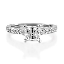 Ladies 18K White Gold Princess Cut Diamond Engagement Ring 1.10 CT F/SI1