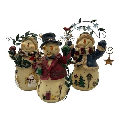 Home Interiors ''Snow Friends'' Snowmen Figurines Vintage 2000 Christmas Decor