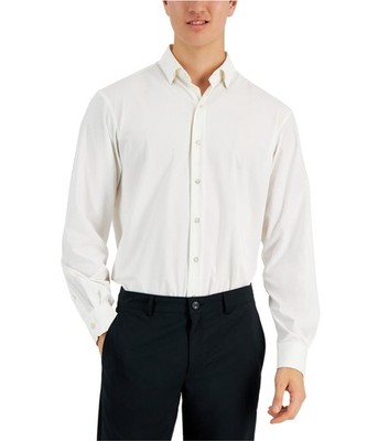 Alfani Mens Travel Ready Button Down Dress Shirt, white, 14-14.5 Neck