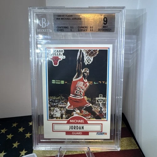 MICHAEL JORDAN 1990-91 90-91 Fleer #26 ERROR NO LINE ON BACK HOF BGS 9
