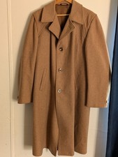 Made In The USA Mens Vintage Wool Blend Camel Trench Coat Size 44