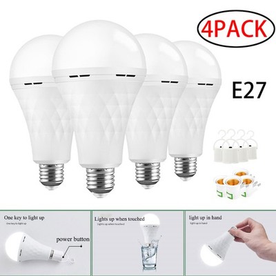 4PCS Rechargeable Emergency LED Light Bulb Battery Backup 15W Equivalent 1200mAh