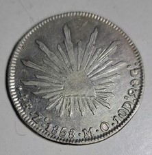 Mexico FIRST REPUBLIC Silver 1858 Zs MO 4 Reales Zacatecas Mint KM# 375.9