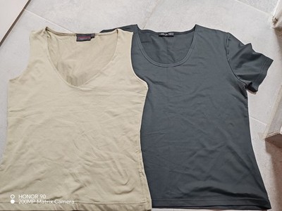 Wie Neu Riani -Yannick,Sommer 2 Stück Damen  T-Shirt  Gr.42 Und L Crem-Schwarz  