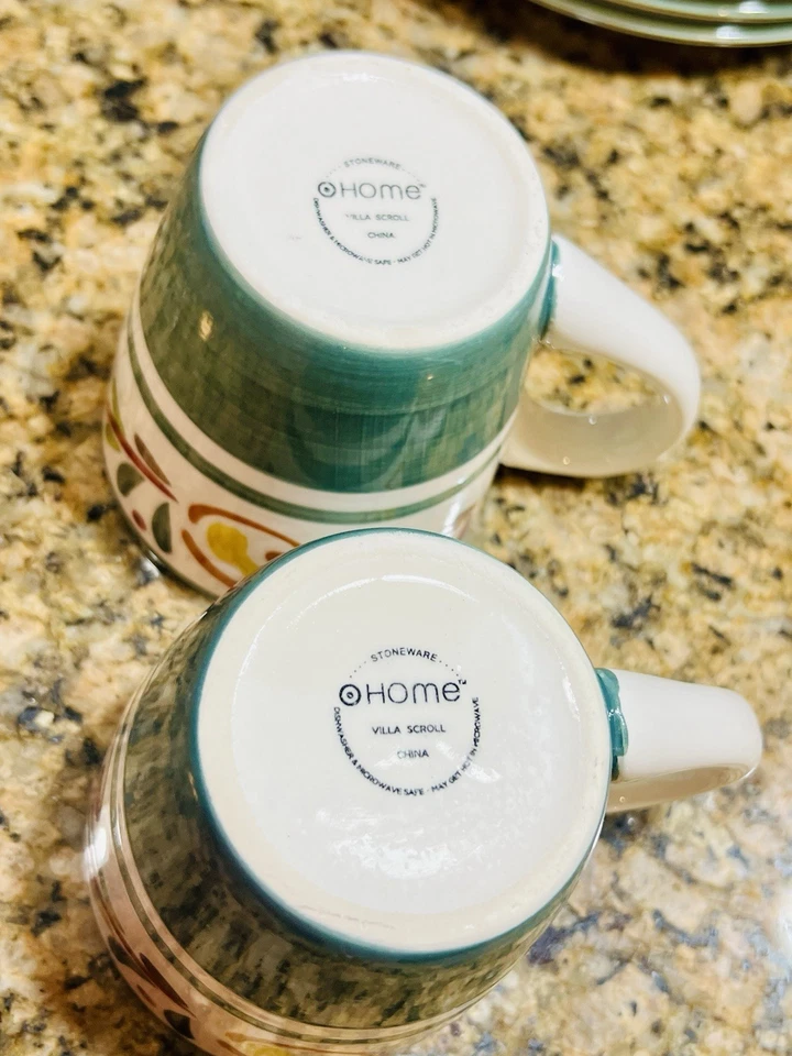 Home By Target 12pc Villa Scroll 4 Dinner & 4 Salad Plates 2 Bowls & 2 Mugs EC - Image 4 of 4