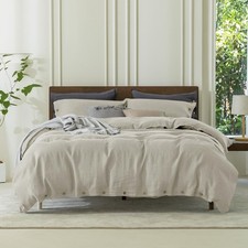 Duvet Cover Set Queen 90X90 Inch 3pcs Linen Breathable EVERLY Pure Size90X90Inch