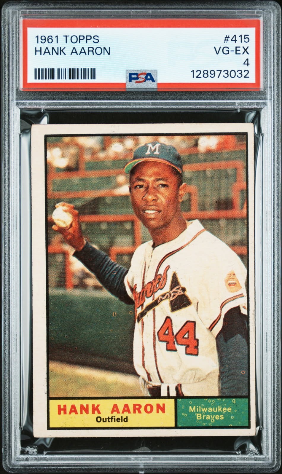 1961 Topps Baseball Hank Aaron PSA 4 VG-EX #415 Milwaukee Braves FRESH SLAB FS