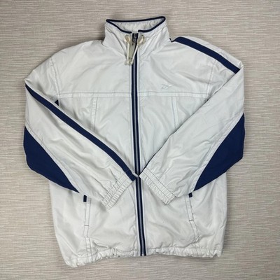 Reebok Track Jacke Weiß Navy 90s Vintage Trainingsjacke Größe L