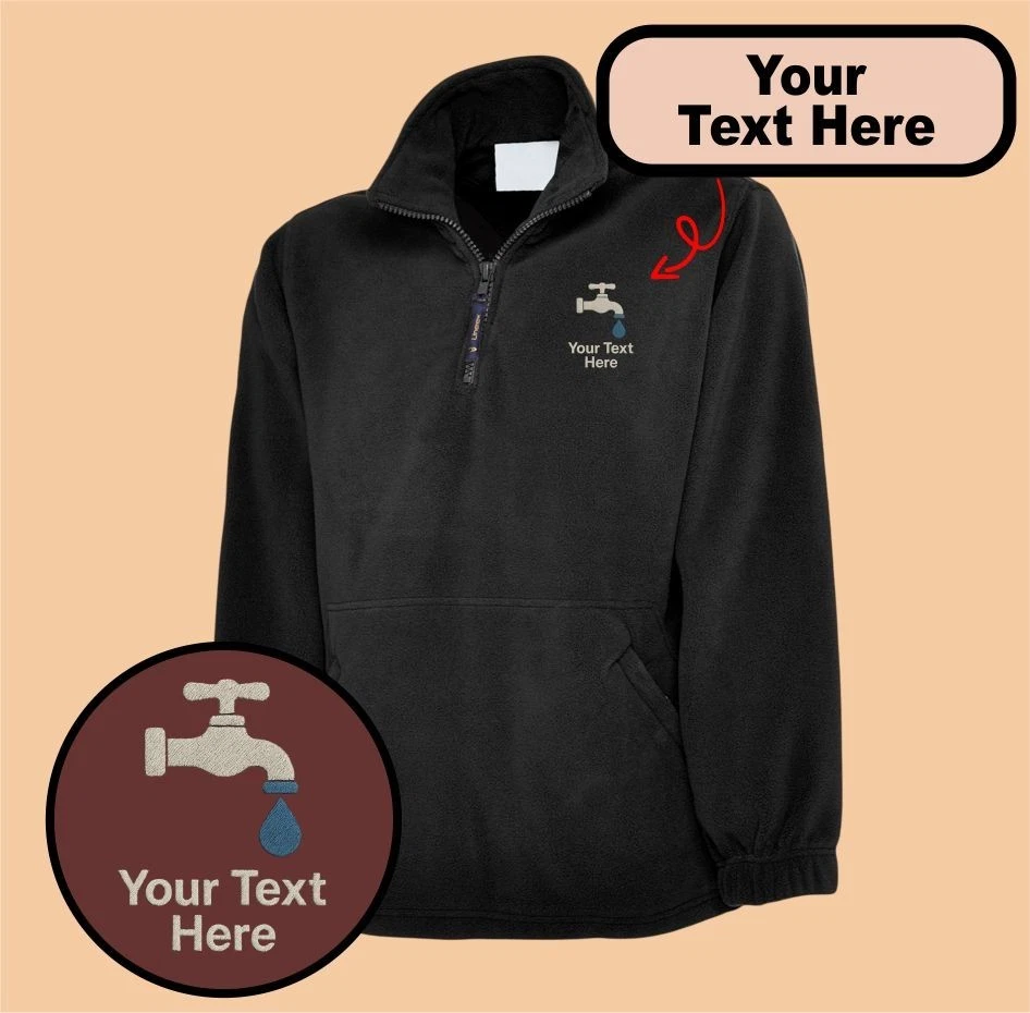 Personalised Embroidered Fleece Jacket With Plumber Logo, Unisex Gift Jacket
