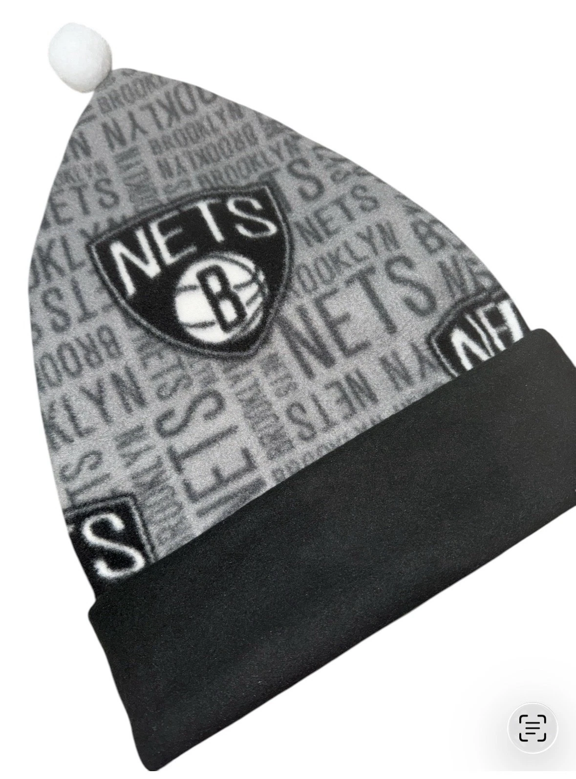 Brooklyn Nets Santa Hat Fun Fan Gift Party Hand Made Fleece W/Flannel