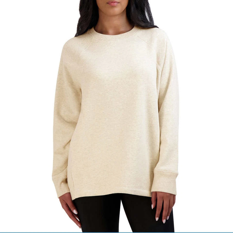 Sudadera Kirkland Signature Para Mujer Acogedora Polar Cuello Redondo Bolsillos, Beige Talla L Foto 3 de 4
