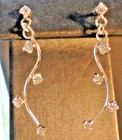 Vintage Estate Sale Silver tone 1 1/4th inch Clear Crystal Dangle Post Earrings — photo 1