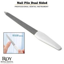 Dual Sided Metal Nail File White Plastic Handle Manicure Pedicure Nail Dressers
