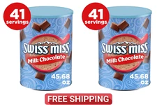 (2 pack) Swiss Miss Milk Chocolate Flavored Hot Cocoa Mix, 45.68 oz. Canister