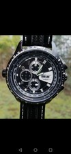 44mm Hamilton Khaki x Mach Chronograph Quartz Watch Black Dial Leather Strap