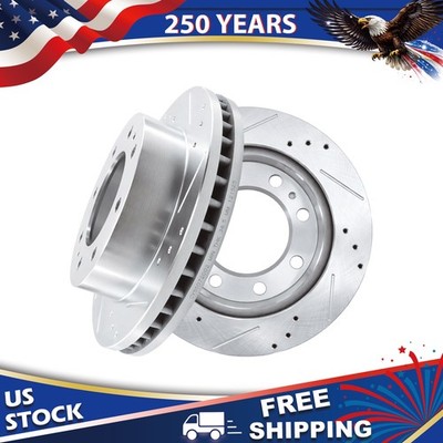 12.80 inch - FRONT Drilled Brake Rotors For Express Sierra 2500 3500 Silverado