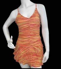 Wild Fable Womens Medium Sleeveless Ruched Front Tiered Dress Pink Zig Zag