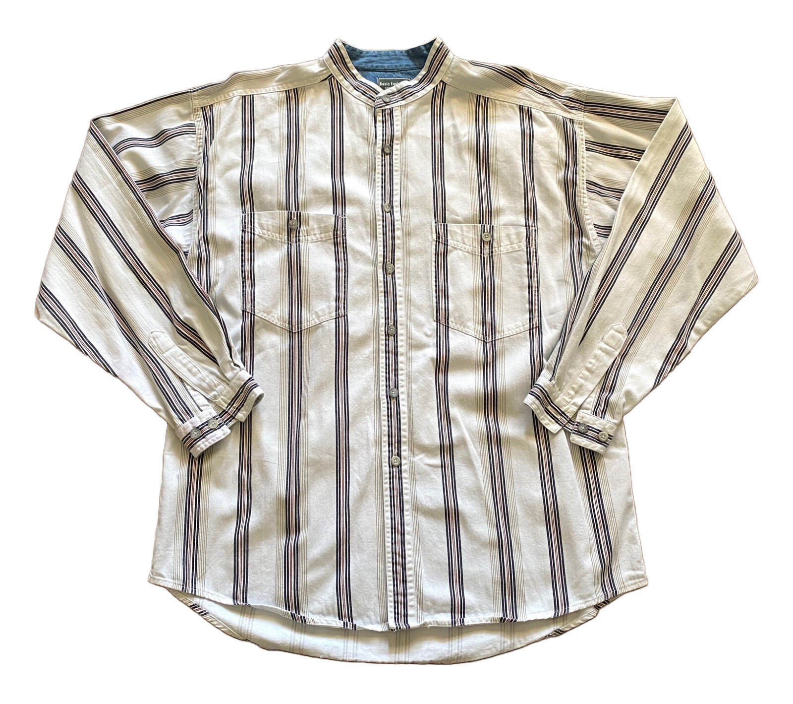 Vintage 90s Basic Equipment Stripe Button Up Shir… - image 1