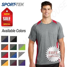 Sport-Tek Mens Short Sleeve Heather Colorblock Contender T-Shrit ST361