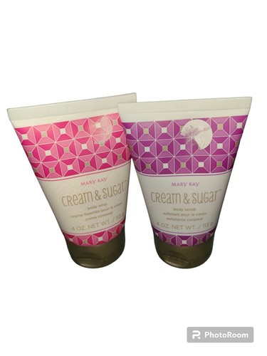 Mary Kay Cream & Sugar Body Scrub and Body Whip Set 4oz Each B6