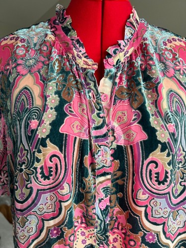 Johnny Was Zou Tape Hem Burnout Tunic Paisley Melody. SZ 1X - Picture 2 of 6